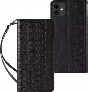 Magnet Strap Case etui do iPhone 12 pokrowiec portfel + mini smycz zawieszka czarny 1
