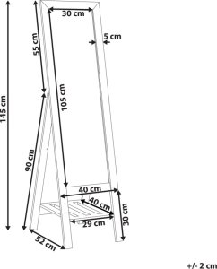 Beliani Lustro Stojące Z Półką Jasne Drewno Luisant! 7