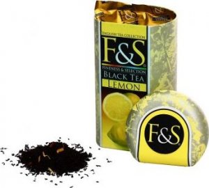 PROMO F&S Czarna aromatyzowana herbata liściasta Lemon puszka 200g (BB 09/2024) 1