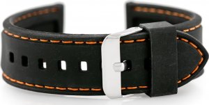Pasek gumowy do zegarka U20 - czarny/pomarańczowe 24mm 1