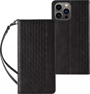 Magnet Strap Case etui do iPhone 12 Pro pokrowiec portfel + mini smycz zawieszka czarny 1