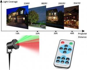 Świąteczny projektor laserowy zewnętrzny 3D z pilotem radiowym IP68 Świąteczny projektor laserowy zewnętrzny 3D z pilotem radiowym IP68 3