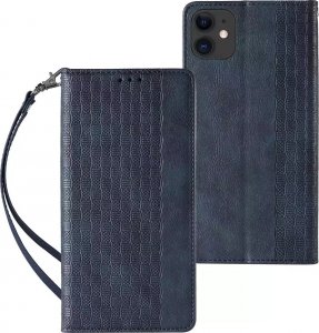 Magnet Strap Case etui do iPhone 12 pokrowiec portfel + mini smycz zawieszka niebieski 1