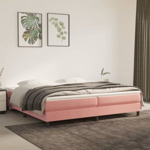 vidaXL Rama łóżka, różowa, 200x200 cm, tapicerowana aksamitem 1