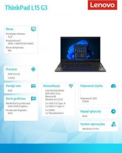 Laptop Lenovo Lenovo L15 G3 i5-1235U 15.6"FHD IPS 8GB DDR4 3200 SSD512 Intel UHD Graphics W11Pro 12