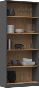 Topeshop Regał R80 80x30xH182 antracyt/artisan 2