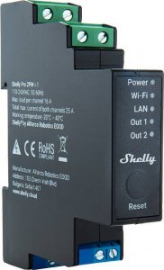 Shelly Home Shelly Relais "Pro 2PM" WLAN & LAN Schaltaktor Max. 25A BT Messfunktion 2