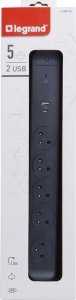 Listwa zasilająca Legrand Przedłużacz 5x2PZ +USB A/C 1,5m czarny 2