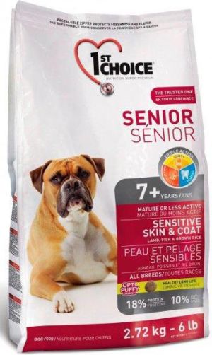 1ST CHOICE 2.72kg Senior Sensitive Skin & Coat All Breeds jagnięcina, ryby, brązowy ryż 1