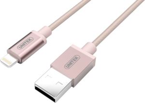 Kabel USB Unitek Mobile Lightning Nylon Rose Gold Y-C499ARG 1