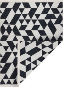 Dywany Łuszczów Dywan TWIN 22992 Geometryczny, bawełna, dwustronny Ekologiczny frędzle - czarny / krem, 80x300 cm 1