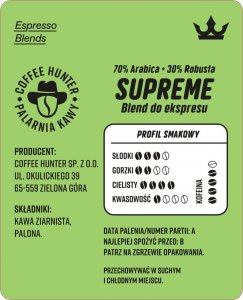 Kawa ziarnista Coffee Hunter Supreme 10 kg 3