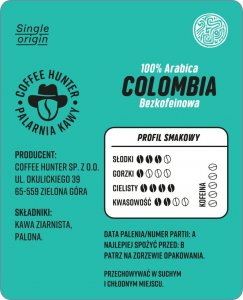 Kawa ziarnista Coffee Hunter Colombia Bezkofeinowa 250 g 2