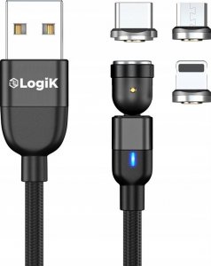Kabel USB Karizo USB-A - USB-C + microUSB + Lightning 3 m Czarny (U76GK52I) 1