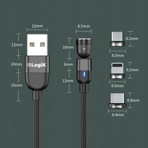 Kabel USB Karizo USB-A - USB-C + microUSB + Lightning 3 m Czarny (U76GK52I) 12