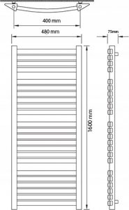 Grzejnik łazienkowy Edan Budnik Grzejnik łaz. TURAN T32/40 EDAN 1600/480 5