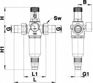 Herz Filtr do wody zimnej z reduktorem ciśnienia DN20 4