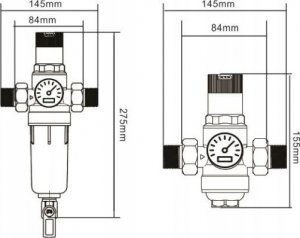Herz Filtr do wody zimnej z reduktorem ciśnienia DN20 9