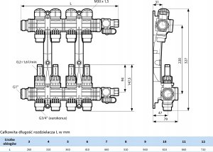 Afriso Rozdzielacz ProCalida EF1 K 7 obiegów grzewczych, G1, 0,2÷1,6 l/minA 4