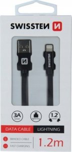 Kabel USB Swissten Swissten tekstylny USB - Lightning 1.2m czarny 1