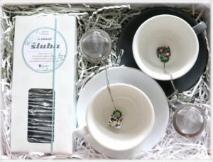 Cup&You Elegancki BOX prezent na ŚLUB herbata + akcesoria 1