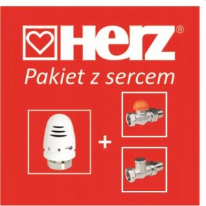 Herz Pakiet przyłączeniowy katowy do grzejnika 1/2 głowica zawór zasilający + powrotnyHERZ 4