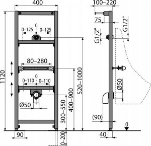 ALCADRAIN Rama montażowa do pisuaru 2