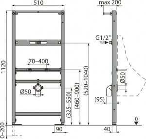 ALCADRAIN Rama montażowa do pisuaru 5