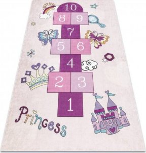 Dywany Łuszczów Dywan do prania BAMBINO 2285 Klasy, cyfry dla dzieci, antypoślizgowy - różowy, 80x150 cm 1
