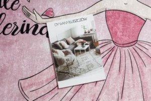 Dywany Łuszczów Dywan do prania BAMBINO 2185 Balerina, kotek dla dzieci, antypoślizgowy - różowy, 80x150 cm 2