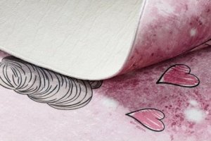 Dywany Łuszczów Dywan do prania BAMBINO 2185 Balerina, kotek dla dzieci, antypoślizgowy - różowy, 80x150 cm 4