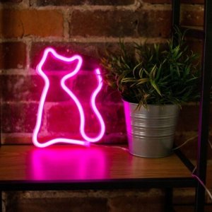 Kinkiet Forever Light Neon LED KOT różowy Bat + USB FLNEO4 2