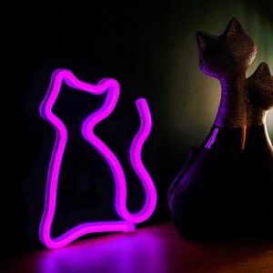 Kinkiet Forever Light Neon LED KOT różowy Bat + USB FLNEO4 3