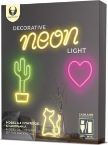 Kinkiet Forever Light Neon LED KOT różowy Bat + USB FLNEO4 5