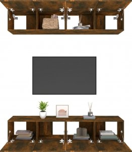 vidaXL vidaXL Szafki telewizyjne, 4 szt., dąb wędzony, 80x30x30 cm 5