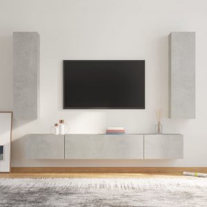 vidaXL vidaXL Zestaw 4 szafek TV, szarość betonu, materiał drewnopochodny 1