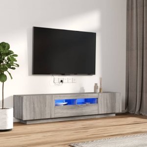 vidaXL vidaXL Zestaw 2 szafek TV z oświetleniem LED, szary dąb sonoma 1