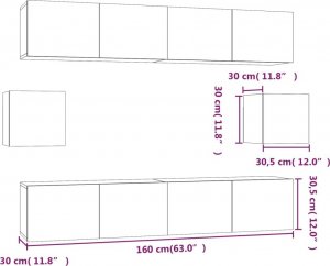 vidaXL vidaXL Zestaw 6 szafek telewizyjnych, biały, materiał drewnopochodny 9