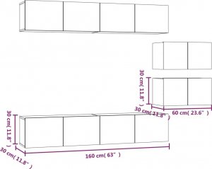 vidaXL vidaXL Zestaw 6 szafek TV, przydymiony dąb, materiał drewnopochodny 9