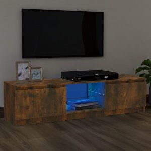 vidaXL vidaXL Szafka pod TV z LED, przydymiony dąb, 120x30x35,5 cm 1