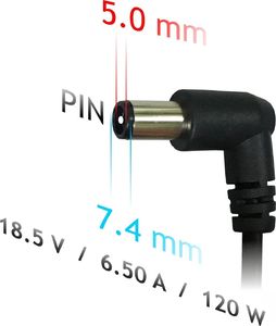 Zasilacz do laptopa Akyga 120 W, 5 mm, 6.5 A, 18.5 V (AK-ND-46) 3