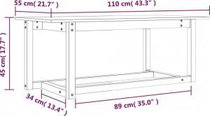vidaXL Stolik kawowy, 110x55x45 cm, lite drewno sosnowe 8