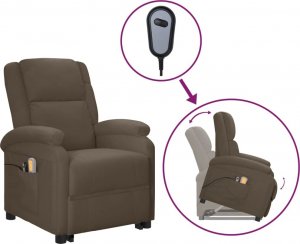vidaXL vidaXL Elektryczny, podnoszony fotel masujący, szary, sztuczna skóra 1
