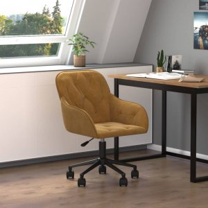 Krzesło biurowe vidaXL vidaXL Obrotowe krzesło biurowe, brązowe, tapicerowane aksamitem 1