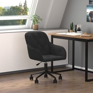 Krzesło biurowe vidaXL vidaXL Obrotowe krzesło biurowe, czarne, tapicerowane aksamitem 1