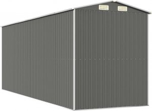 vidaXL vidaXL Szopa ogrodowa, jasnoszara, 192x523x223 cm, stal galwanizowana 6