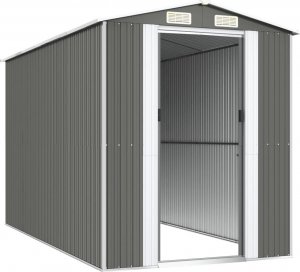 vidaXL vidaXL Szopa ogrodowa, jasnoszara, 192x357x223cm, stal galwanizowana 4