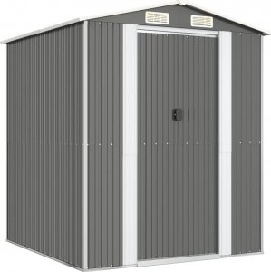 vidaXL vidaXL Szopa ogrodowa, jasnoszara, 192x191x223 cm, stal galwanizowana 2