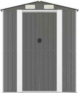 vidaXL vidaXL Szopa ogrodowa, jasnoszara, 192x191x223 cm, stal galwanizowana 3