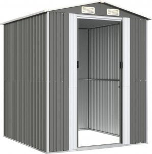 vidaXL vidaXL Szopa ogrodowa, jasnoszara, 192x191x223 cm, stal galwanizowana 4